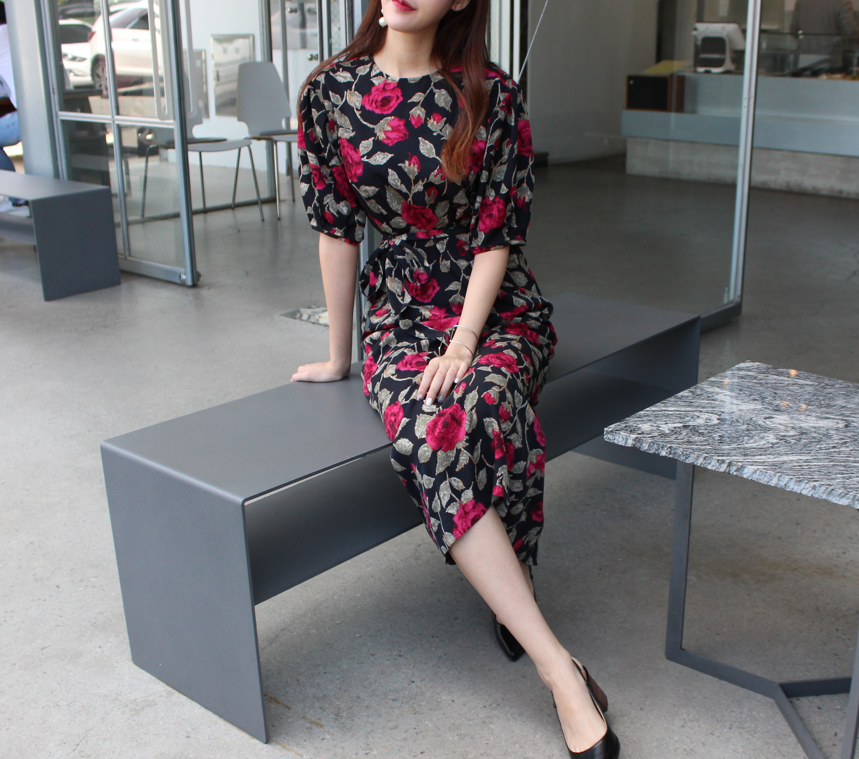 New Women's Dress Elegant H-line Autumn Flower 