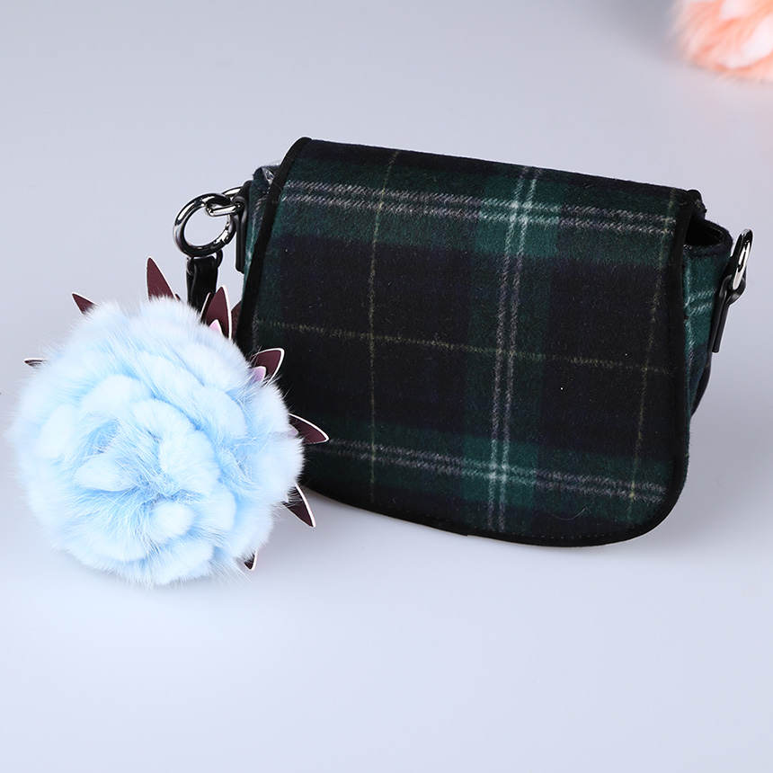 New Women Wool Check Fabric Mini Shoulder Cross Ba