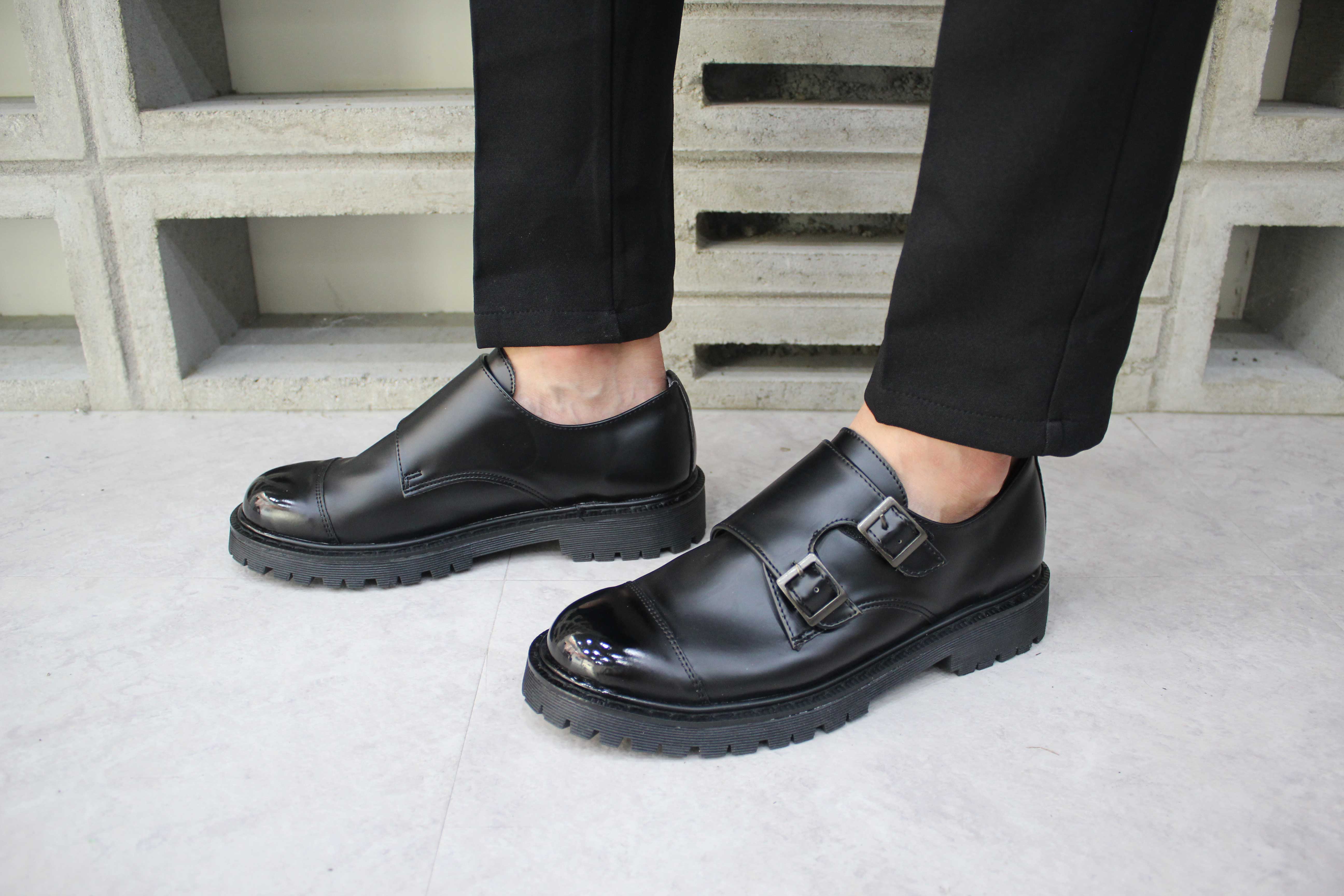 NEW MEN WALLKER BOOTS Men Double Monk Strap Pin he