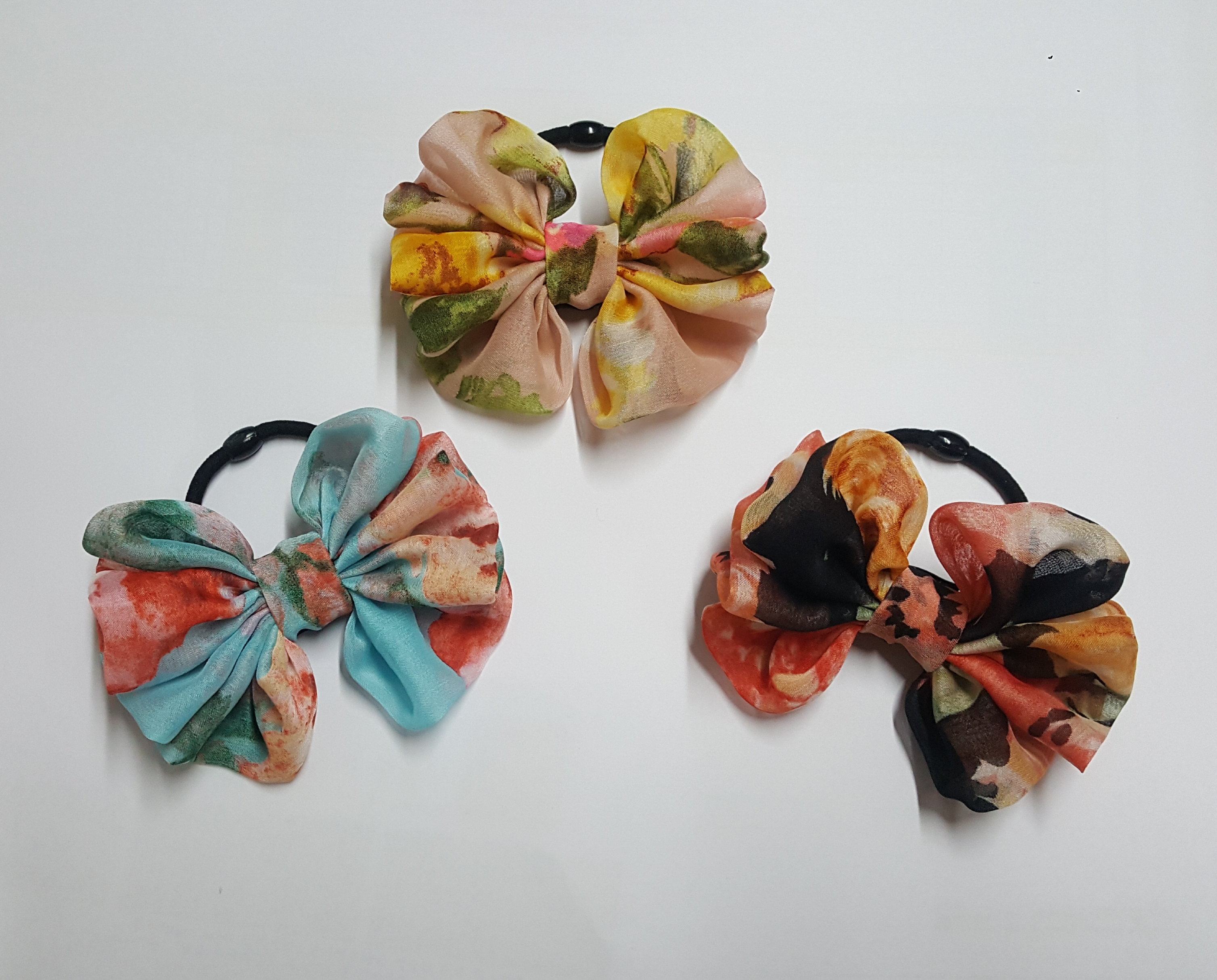 Ribbon pin wrinkle chiffon hairpin 3color cute pin