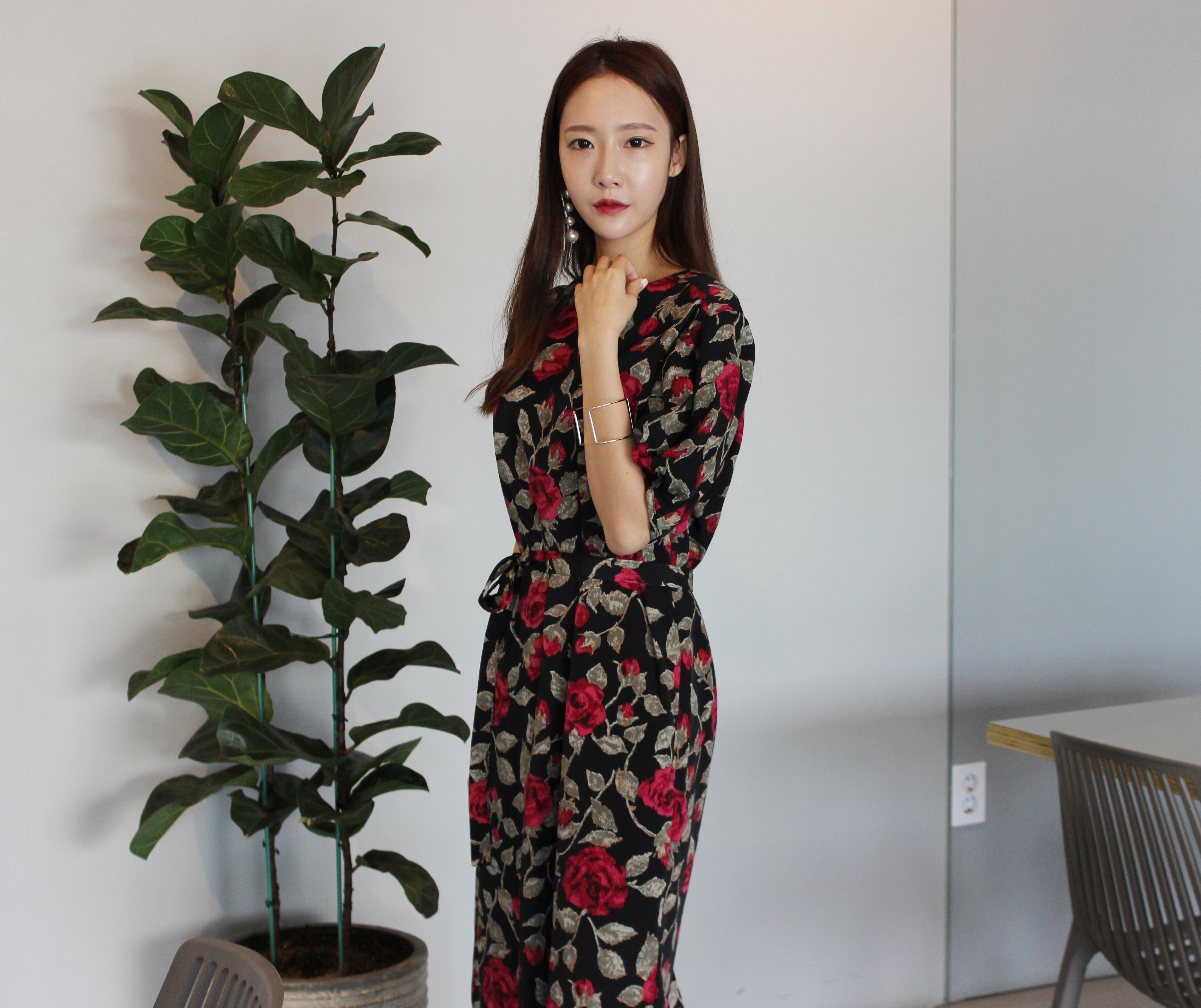 New Women's Dress Elegant H-line Autumn Flower 