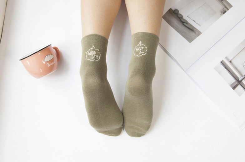 New EasyGlam Good Letter Embroidery Socks 5color F