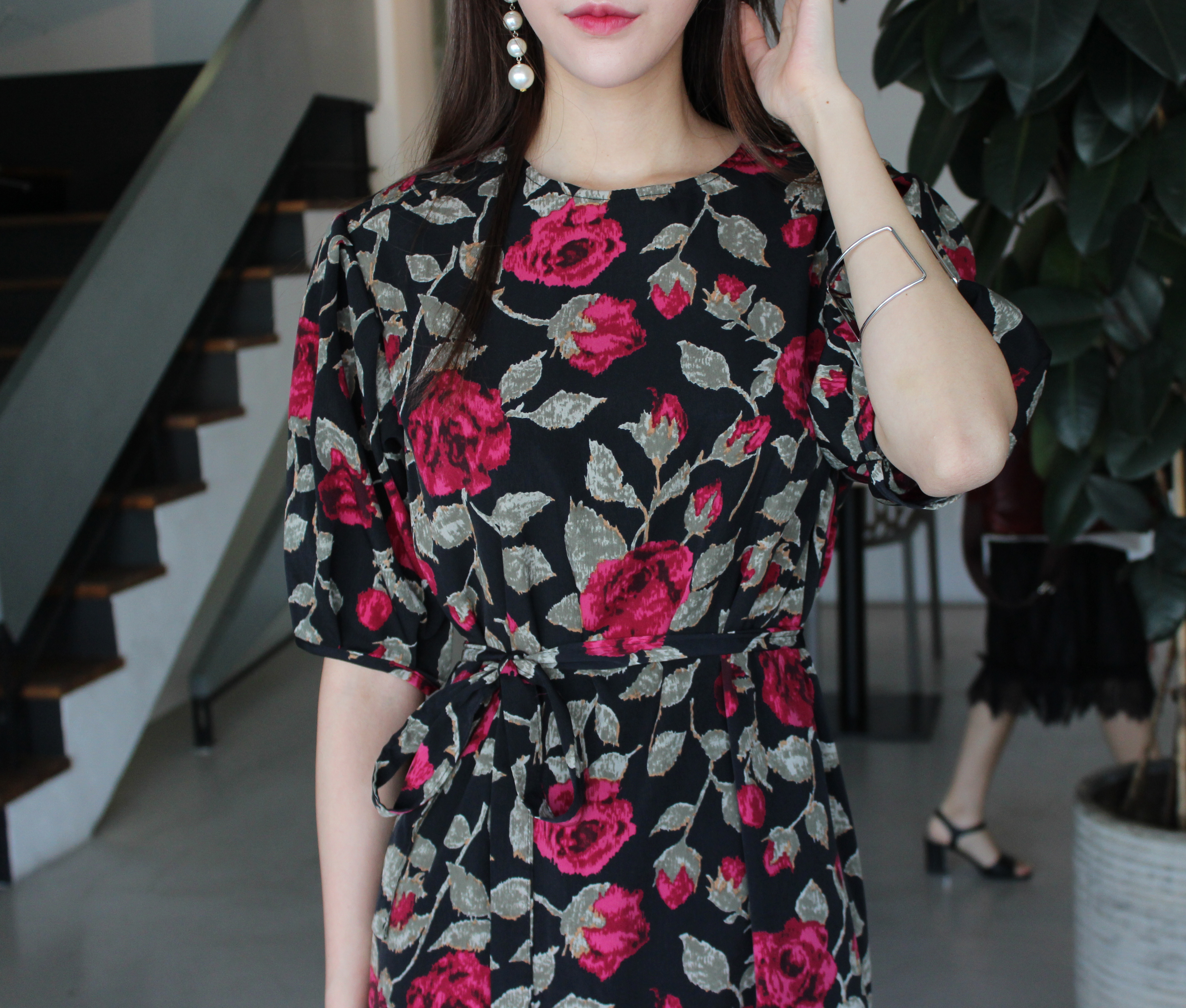 New Women's Dress Elegant H-line Autumn Flower 