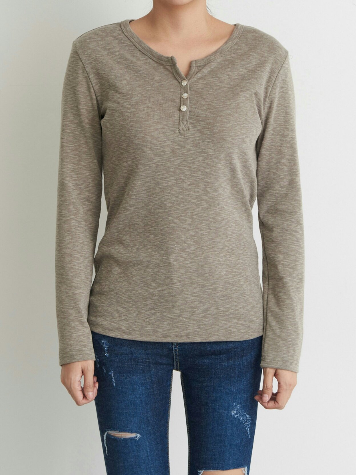 Slim Slab Women's T-shirt Fall Women Button Dai
