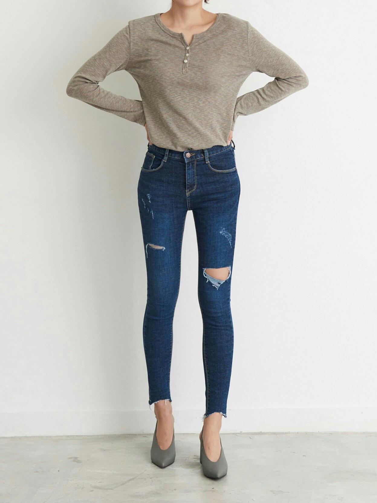 Slim Slab Women's T-shirt Fall Women Button Dai