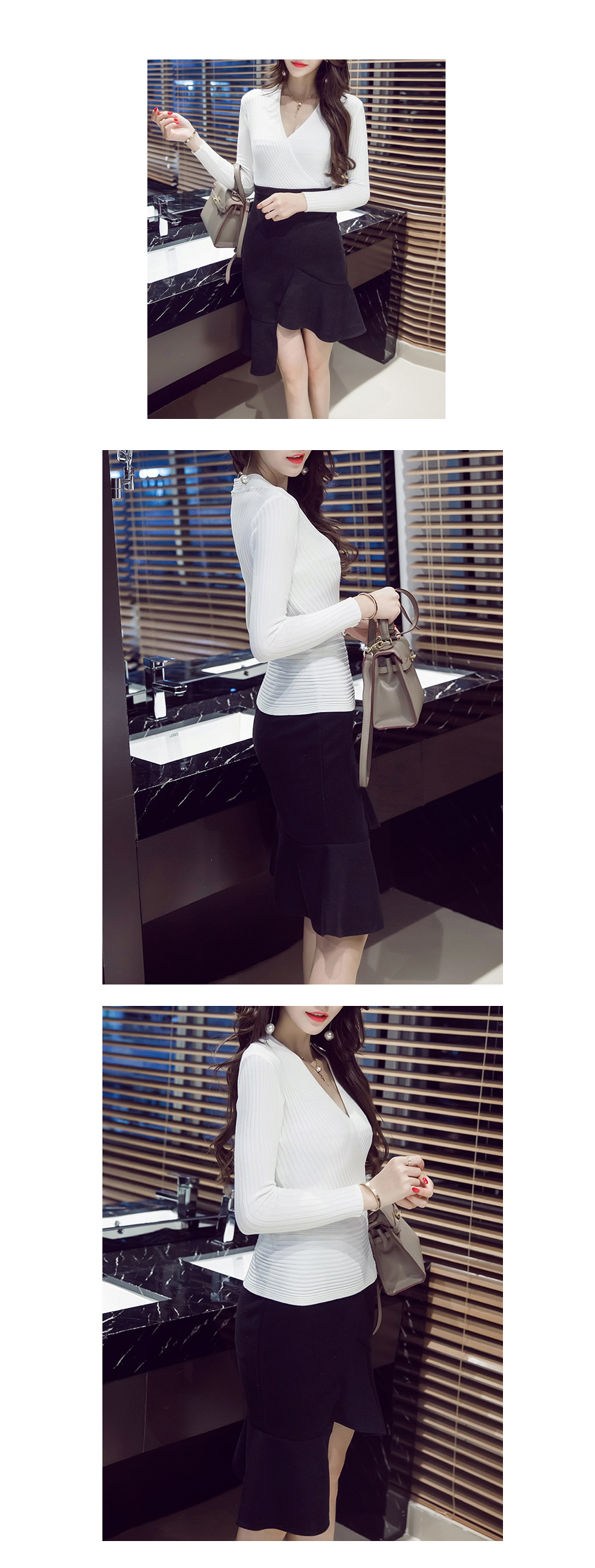 Slim Goliath V Neck Top Top Mermaid Skirt Two Piec