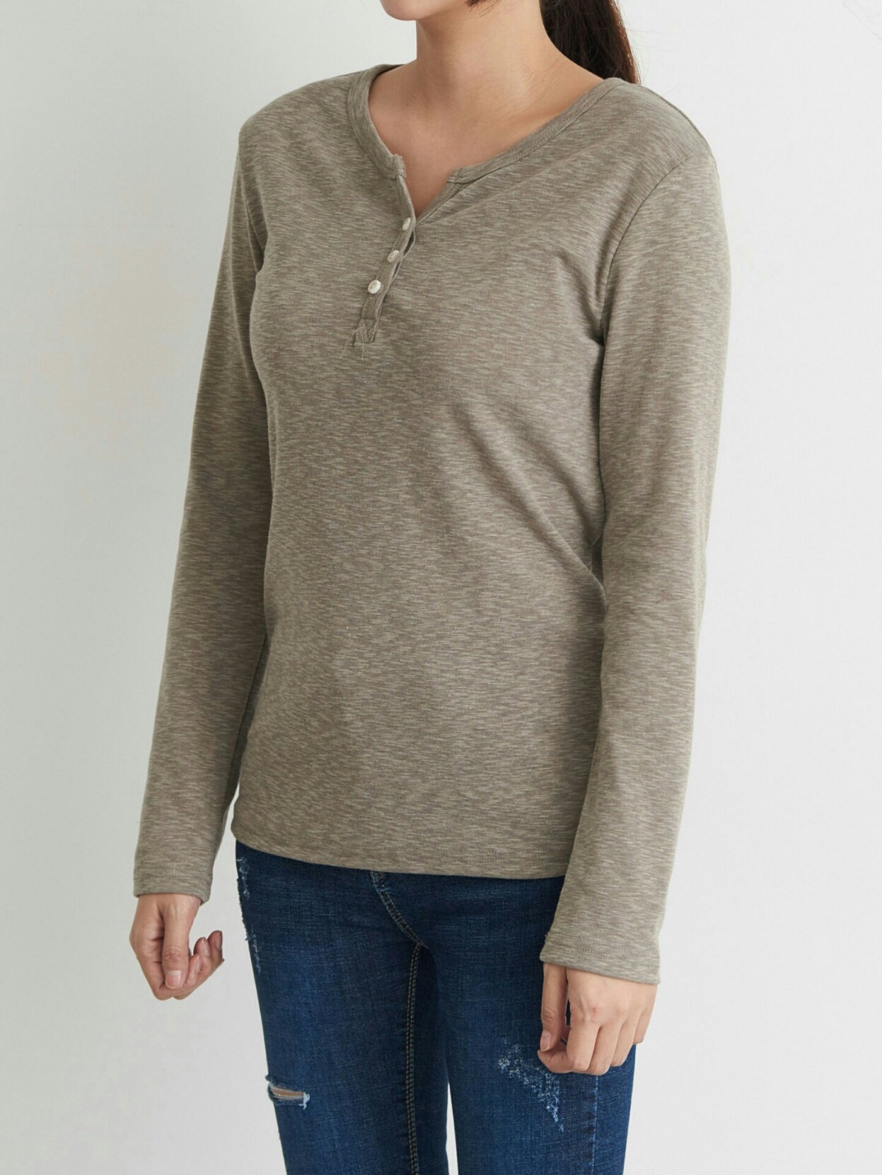 Slim Slab Women's T-shirt Fall Women Button Dai