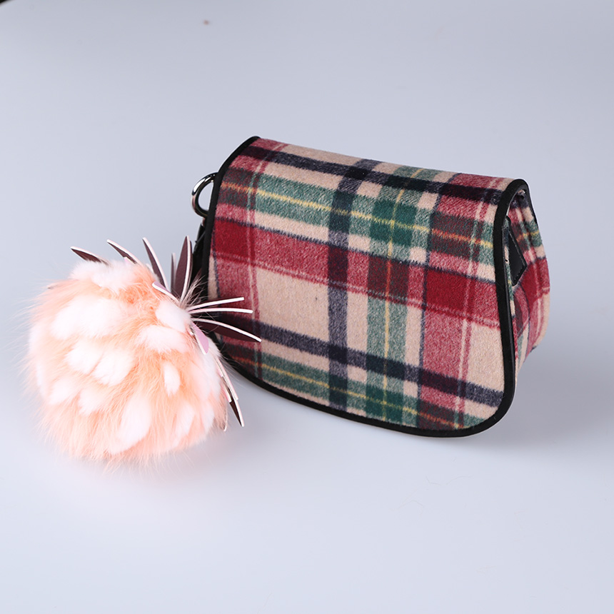 New Women Wool Check Fabric Mini Shoulder Cross Ba