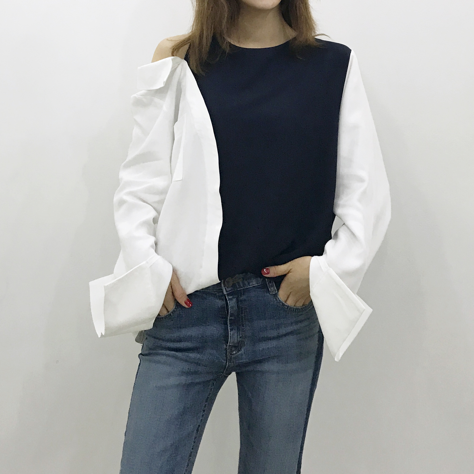 Unisex sexy blouse with 2color roulette tweezers