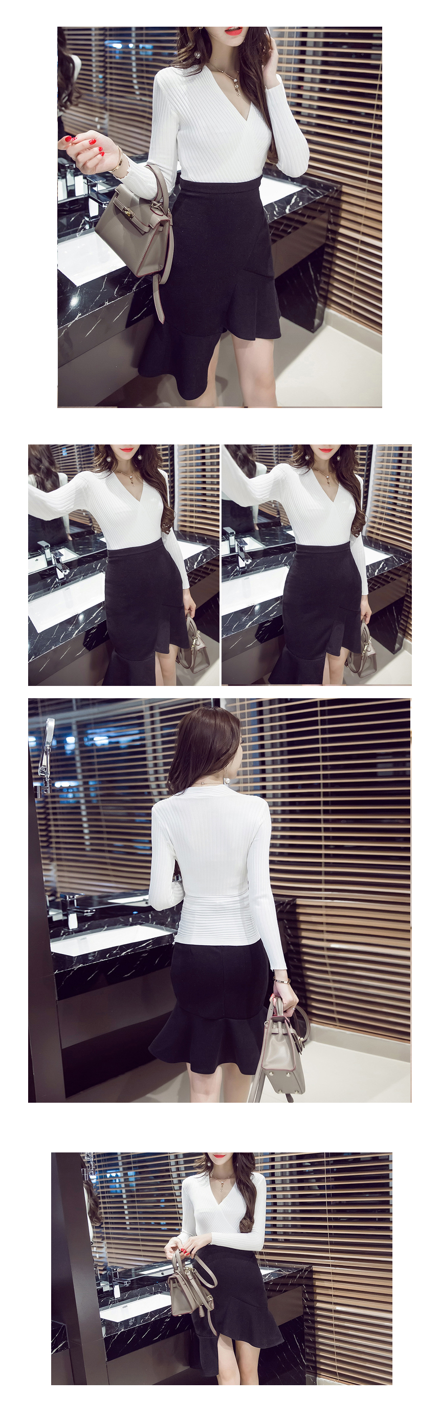 Slim Goliath V Neck Top Top Mermaid Skirt Two Piec