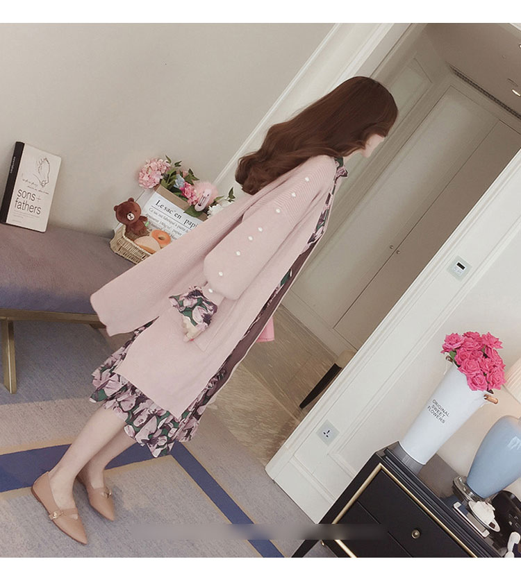 New Women Dress Flower Chiffon Long Dress Green Pi