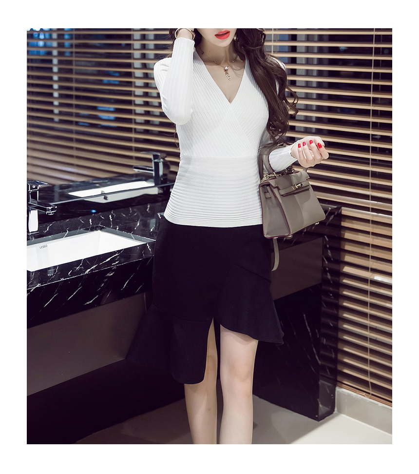 Slim Goliath V Neck Top Top Mermaid Skirt Two Piec