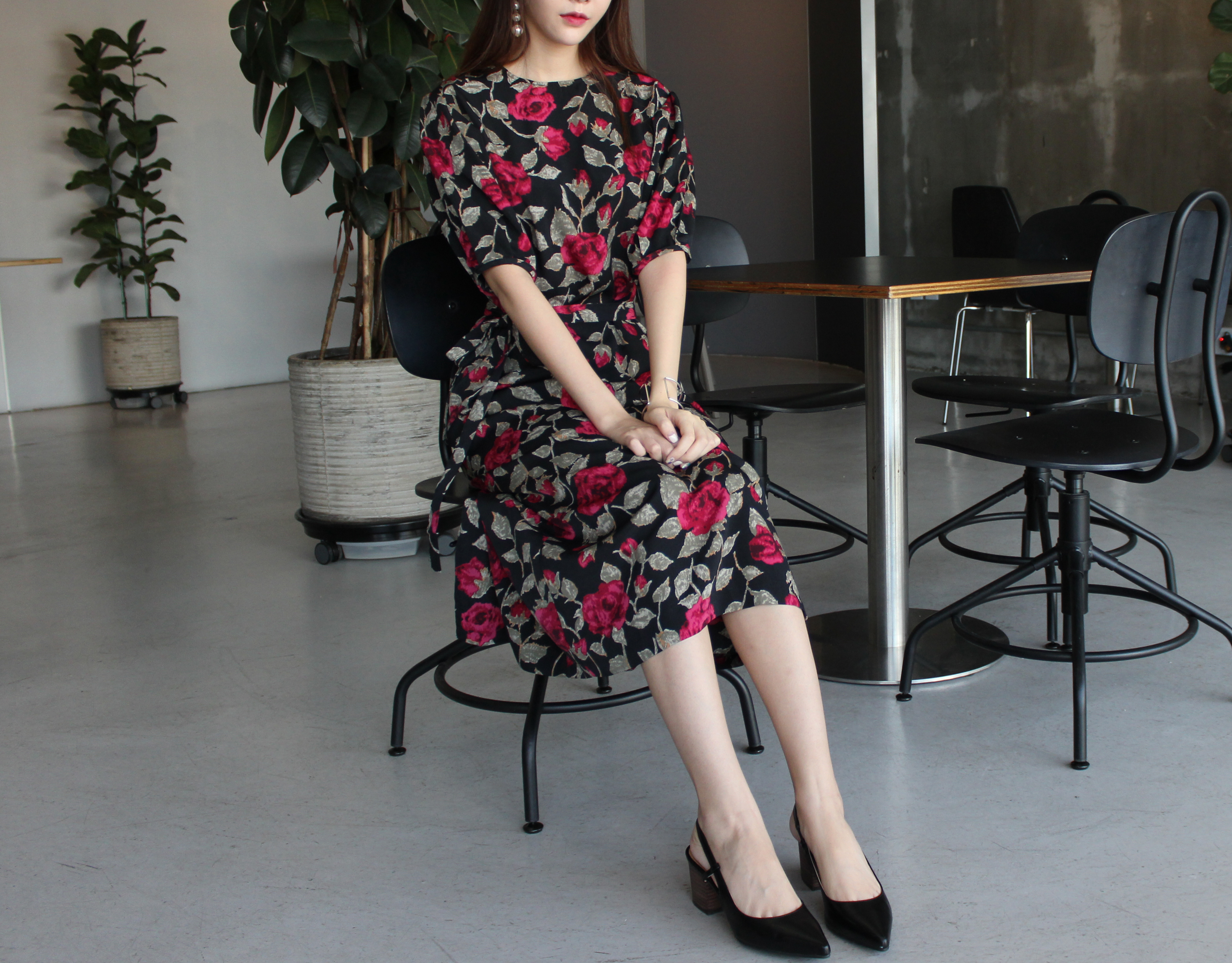 New Women's Dress Elegant H-line Autumn Flower 