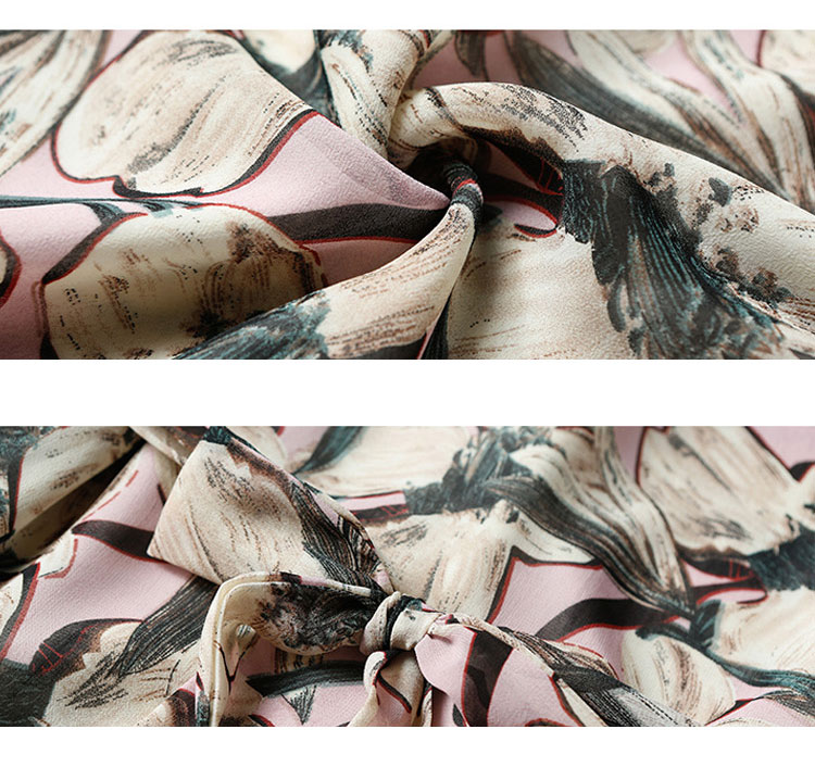 New Women Dress Flower Chiffon Long Dress Green Pi