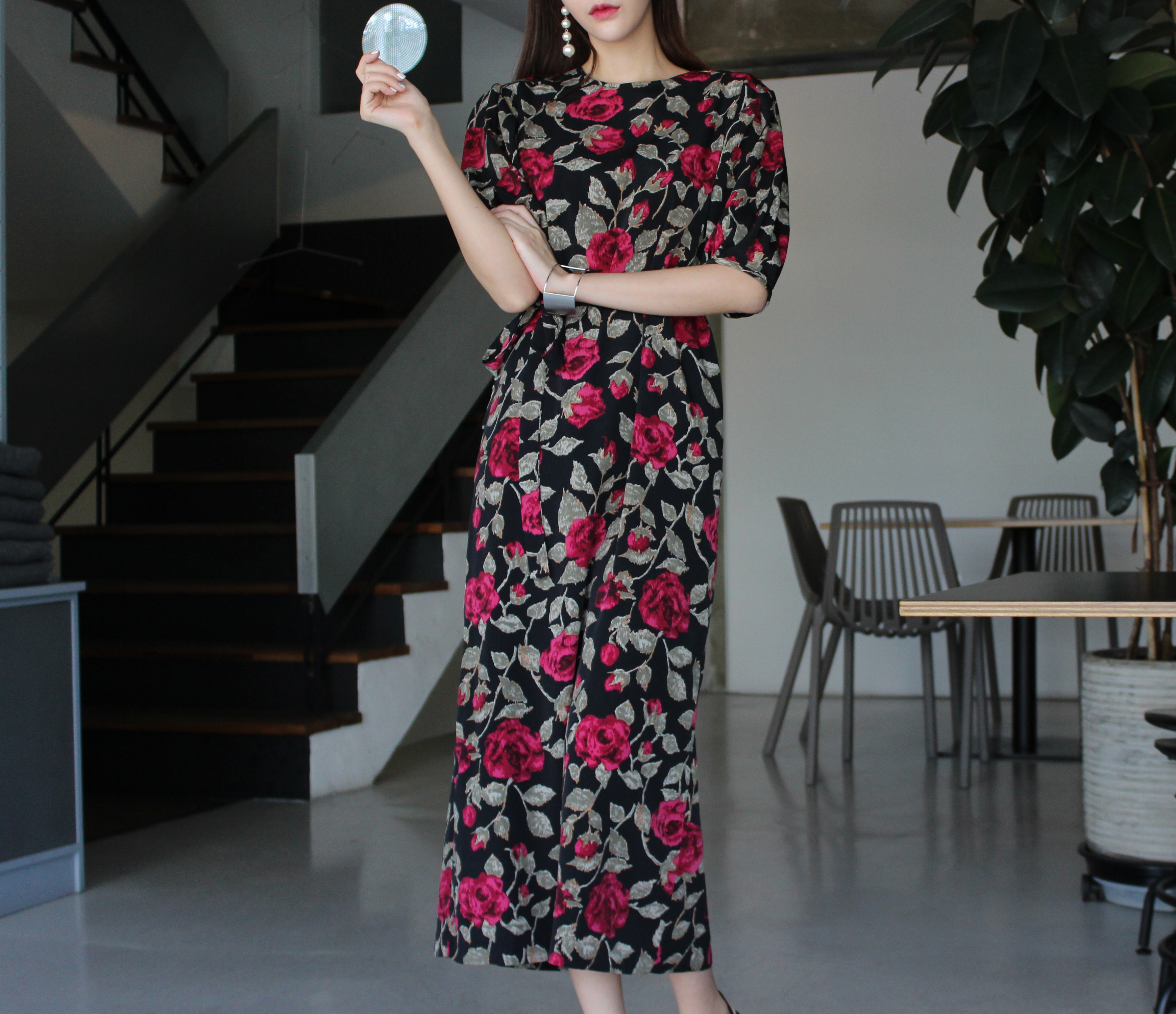 New Women's Dress Elegant H-line Autumn Flower 