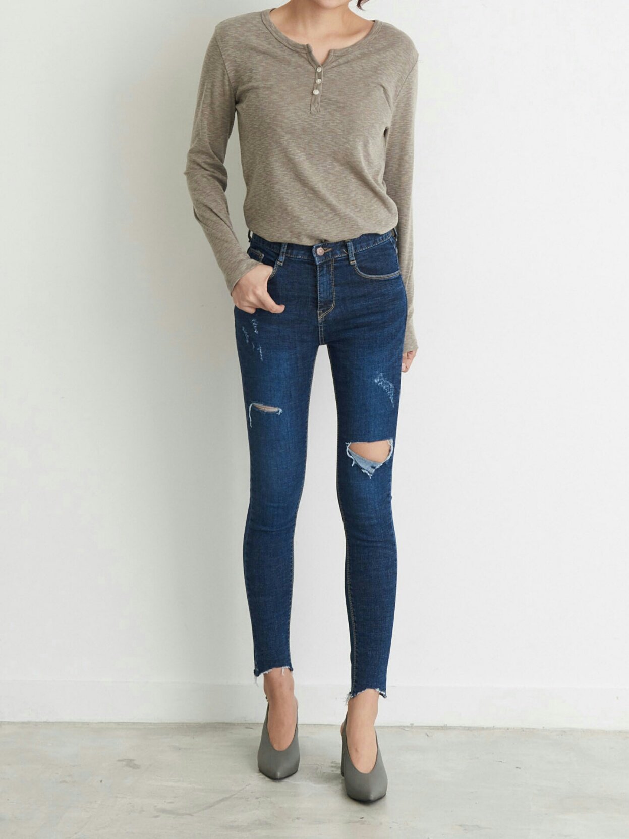 Slim Slab Women's T-shirt Fall Women Button Dai