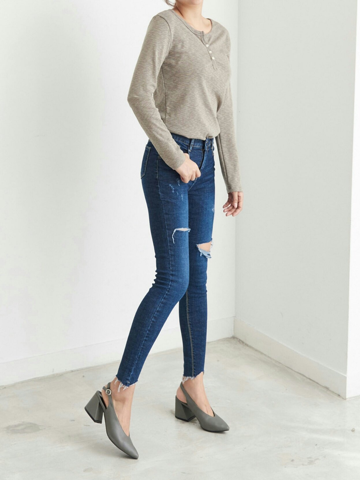 Slim Slab Women's T-shirt Fall Women Button Dai