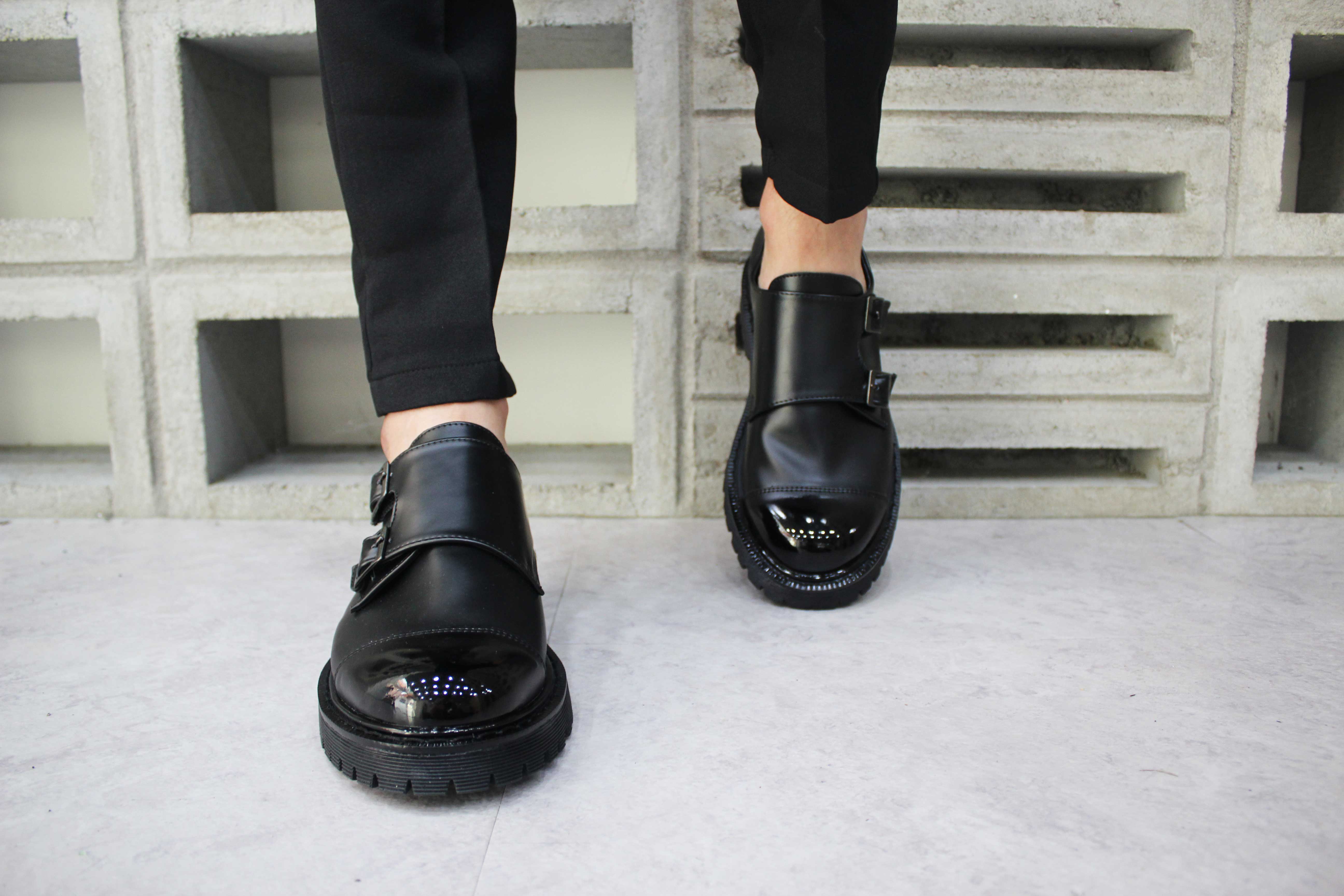 NEW MEN WALLKER BOOTS Men Double Monk Strap Pin he