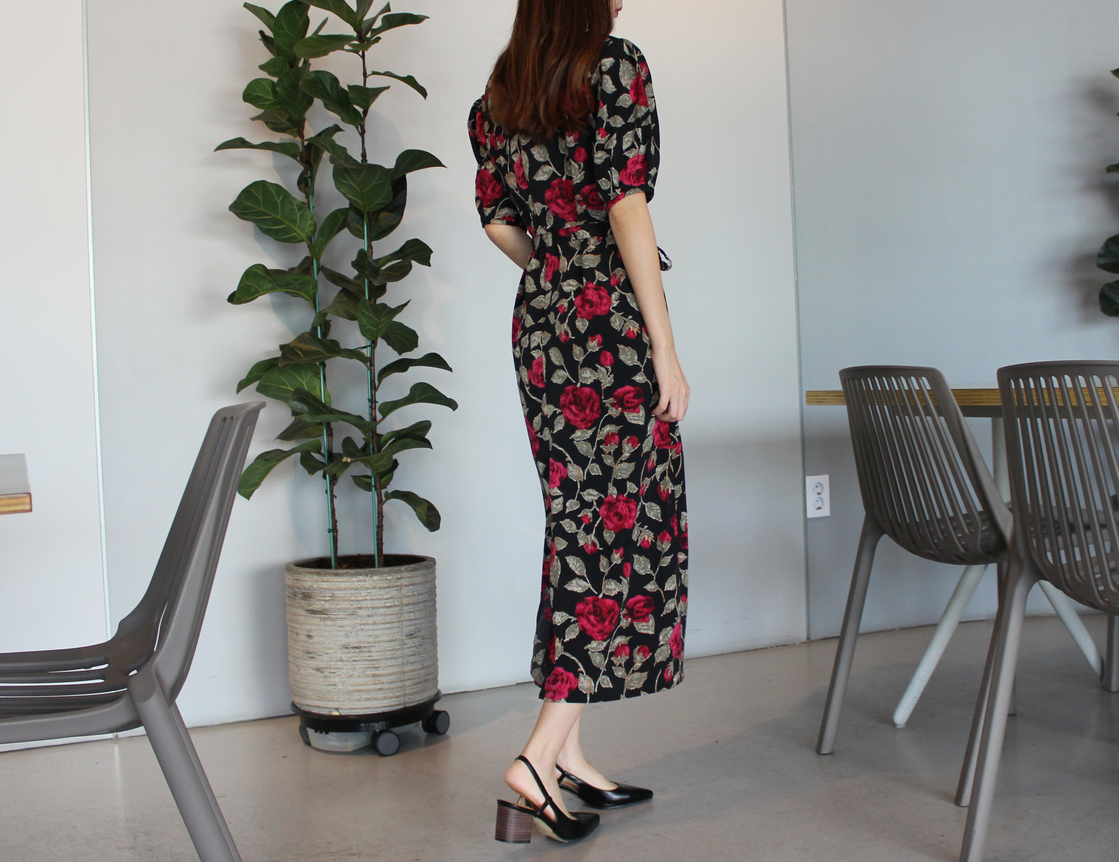 New Women's Dress Elegant H-line Autumn Flower 