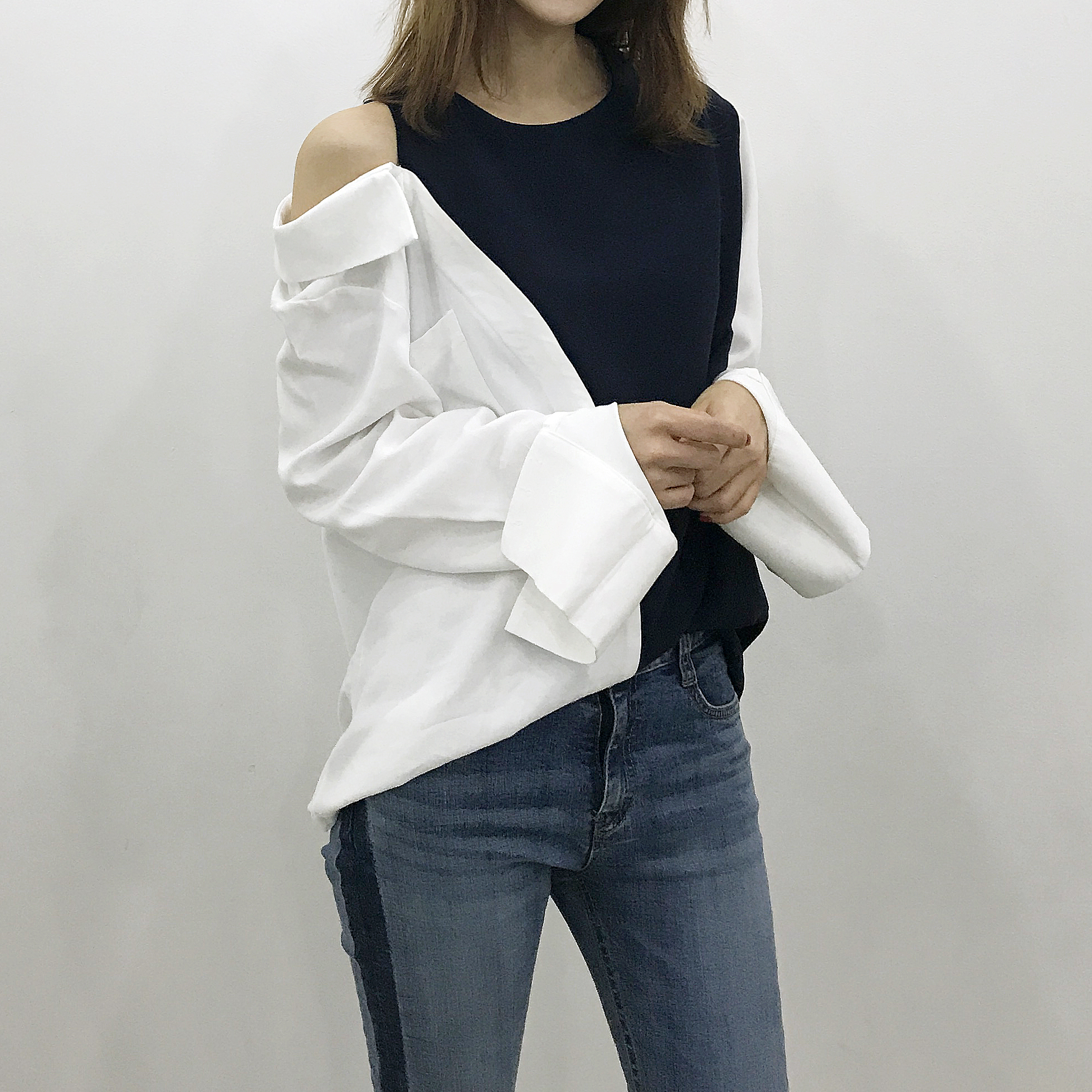 Unisex sexy blouse with 2color roulette tweezers