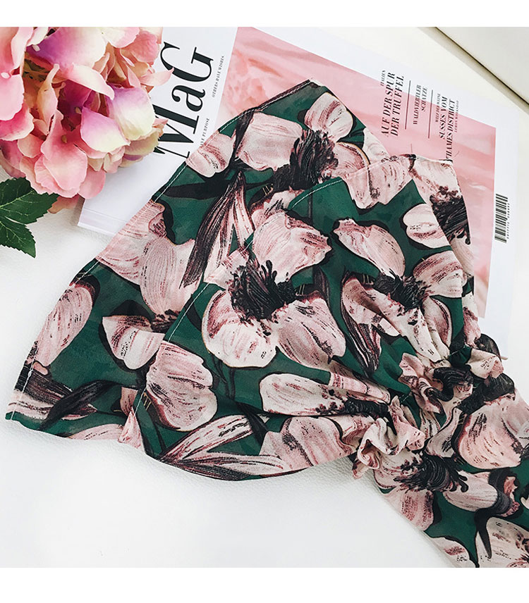 New Women Dress Flower Chiffon Long Dress Green Pi