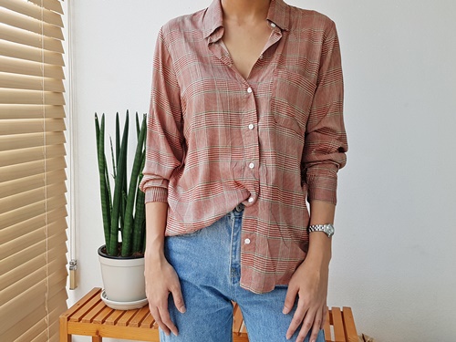 Women Blouses FREE SHIPPING Rayon Check Blouse 100
