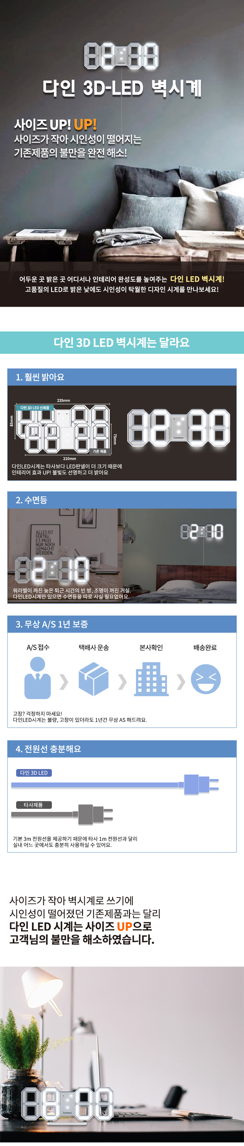 LED wall clock Modern and Nordic sensibility Uniqu