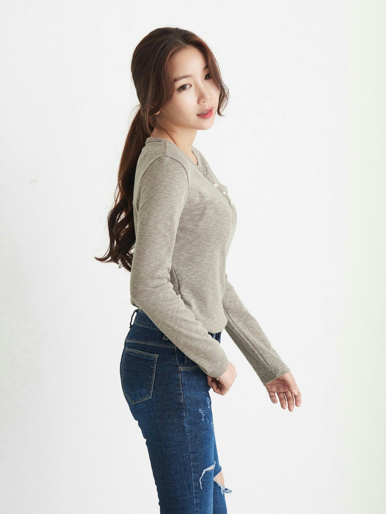 Slim Slab Women's T-shirt Fall Women Button Dai
