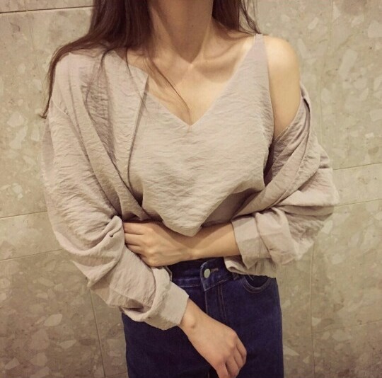 Giselle Shirring Set Blouse Cardigan Women Women A