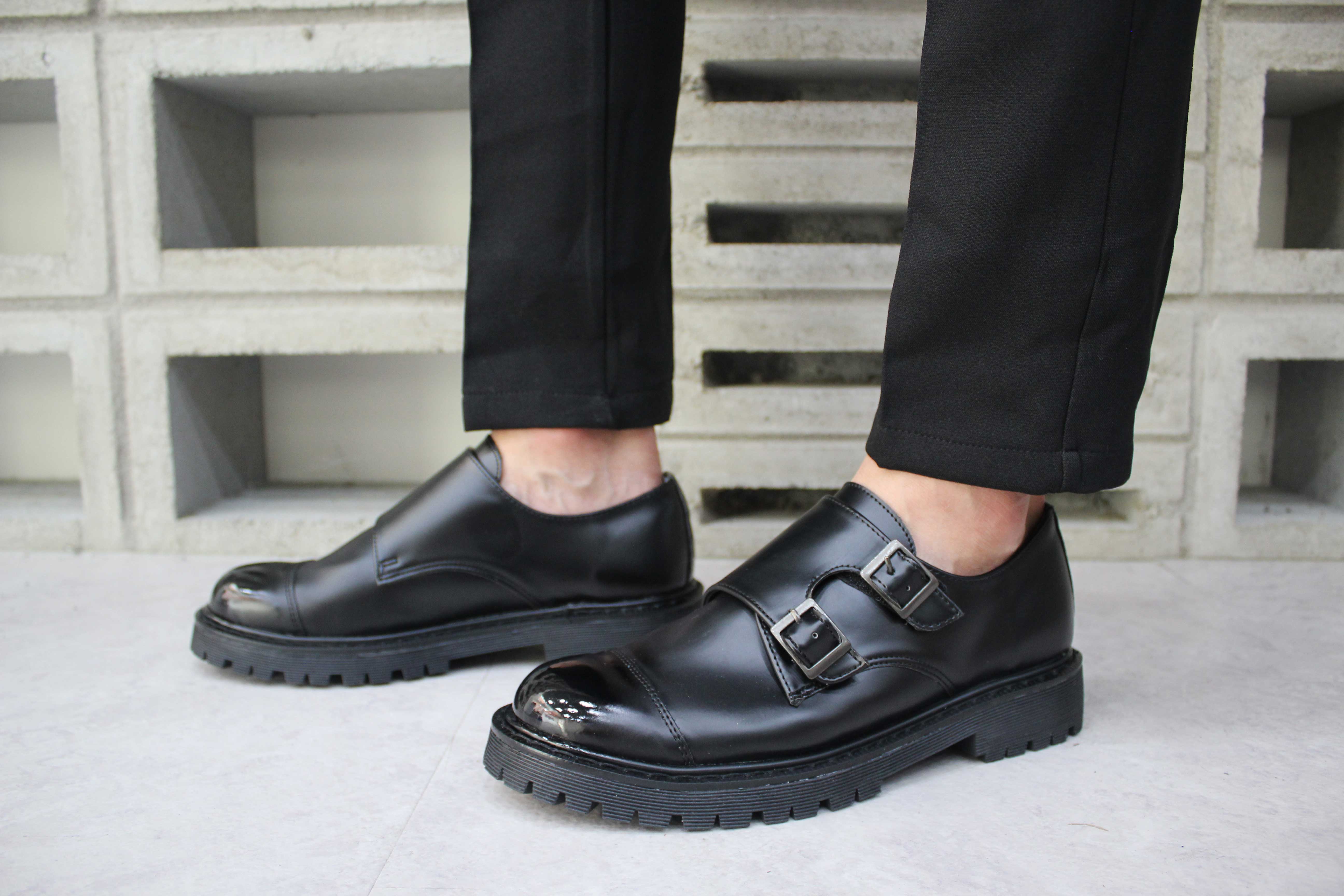 NEW MEN WALLKER BOOTS Men Double Monk Strap Pin he