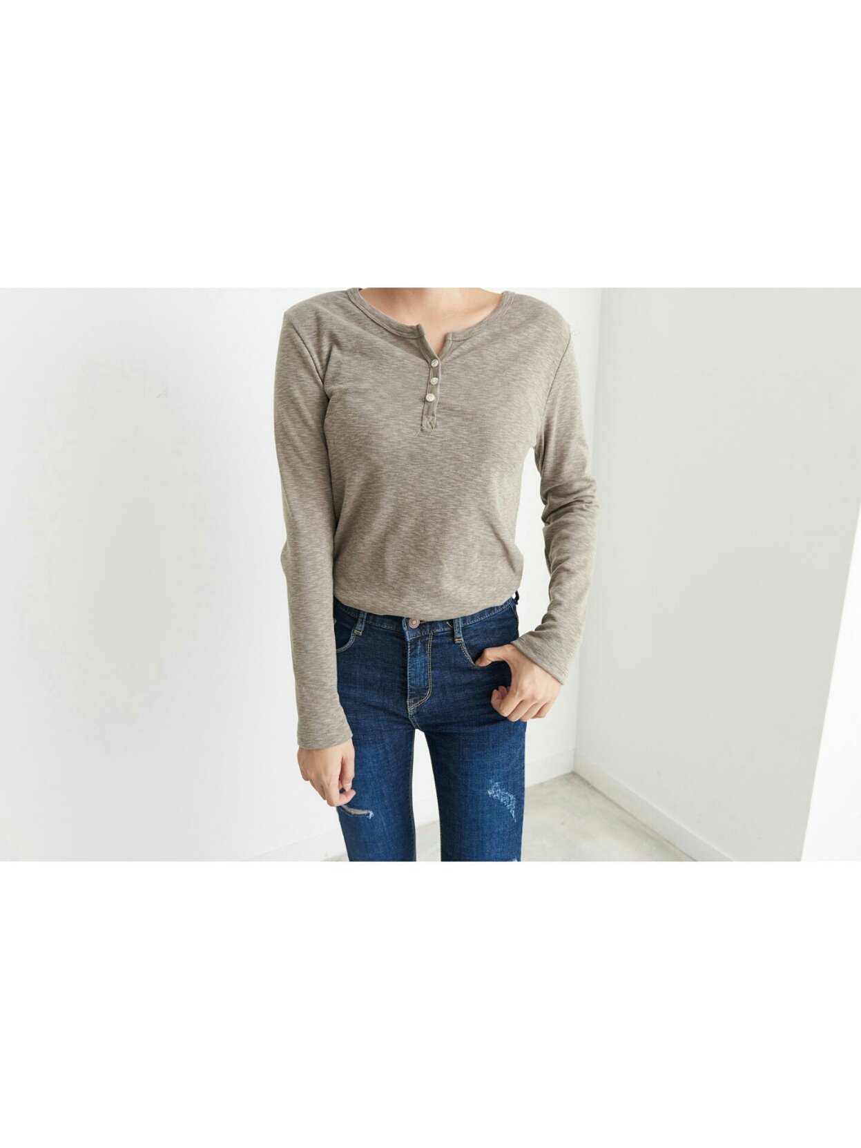 Slim Slab Women's T-shirt Fall Women Button Dai