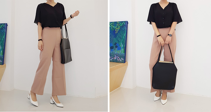 New Women's Pants High waist wide banding slack