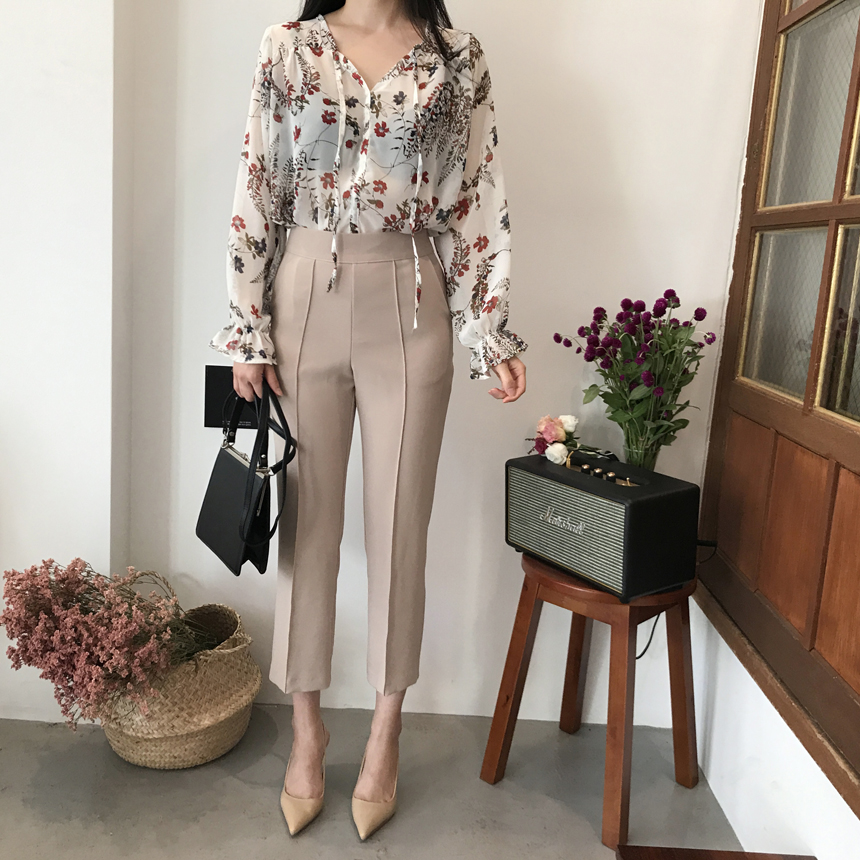NEW FASHION LADY GIRL Blouse V-neck Flower Chiffon