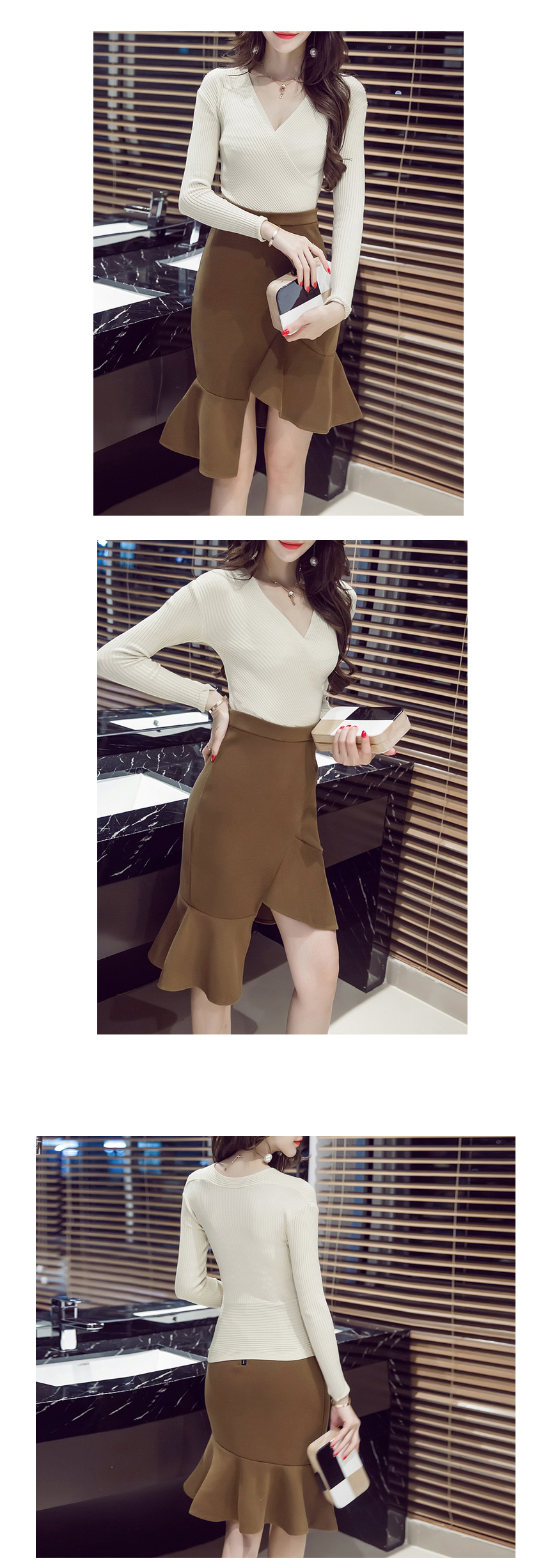 Slim Goliath V Neck Top Top Mermaid Skirt Two Piec