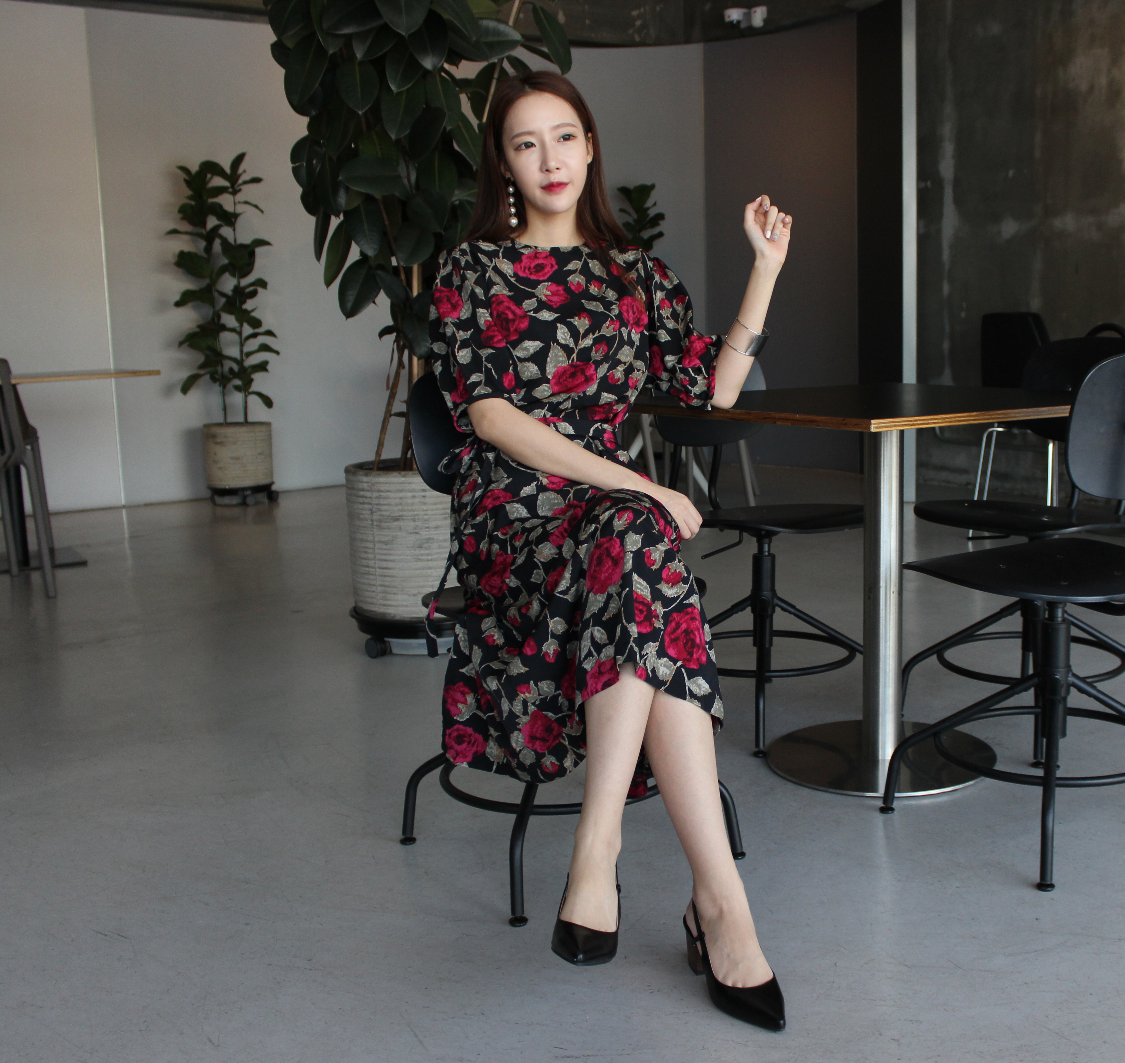 New Women's Dress Elegant H-line Autumn Flower 