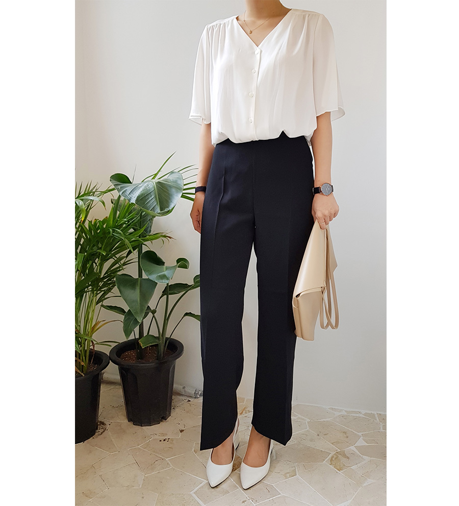 New Women's Pants High waist wide banding slack