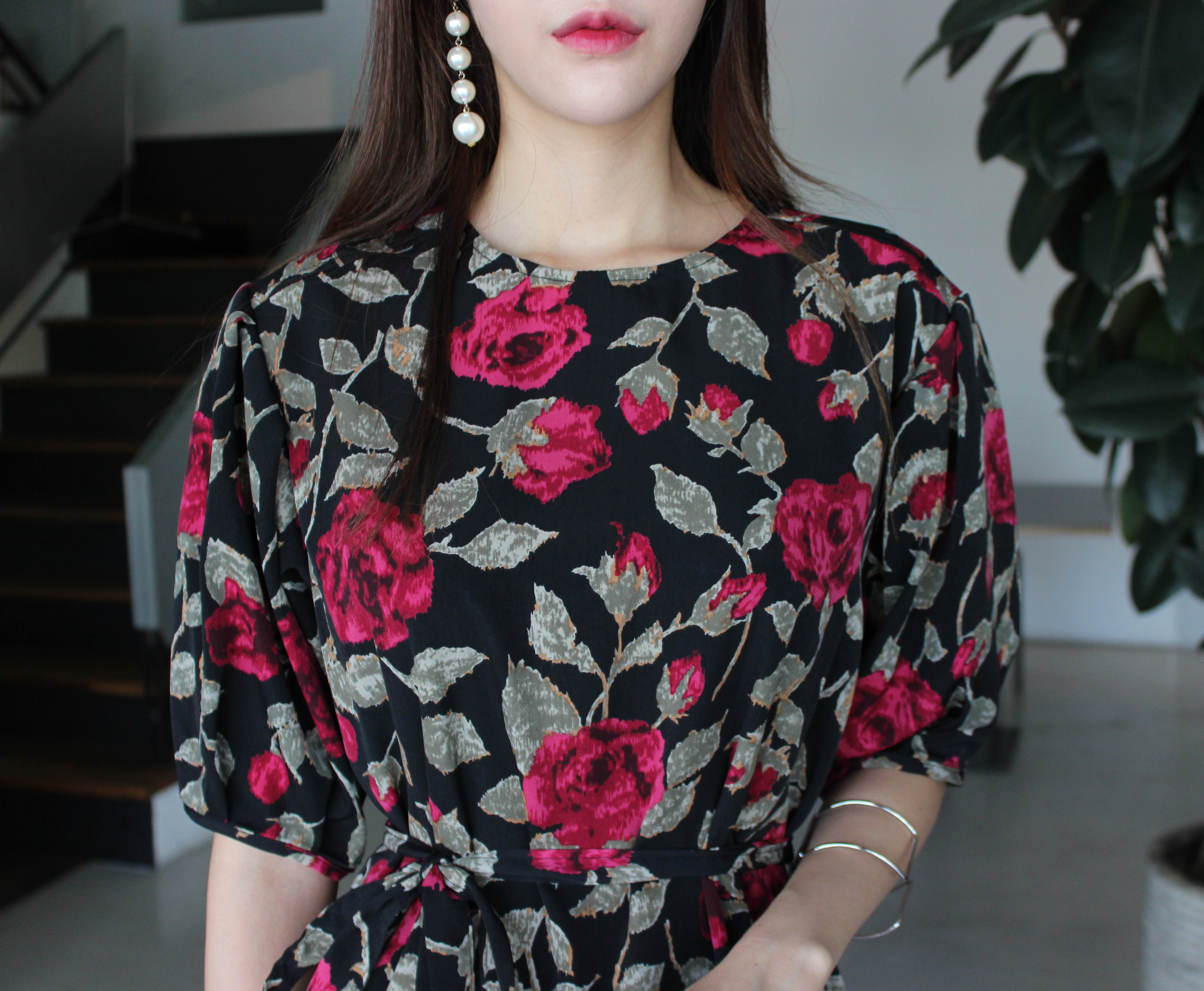 New Women's Dress Elegant H-line Autumn Flower 