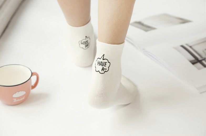 New EasyGlam Good Letter Embroidery Socks 5color F