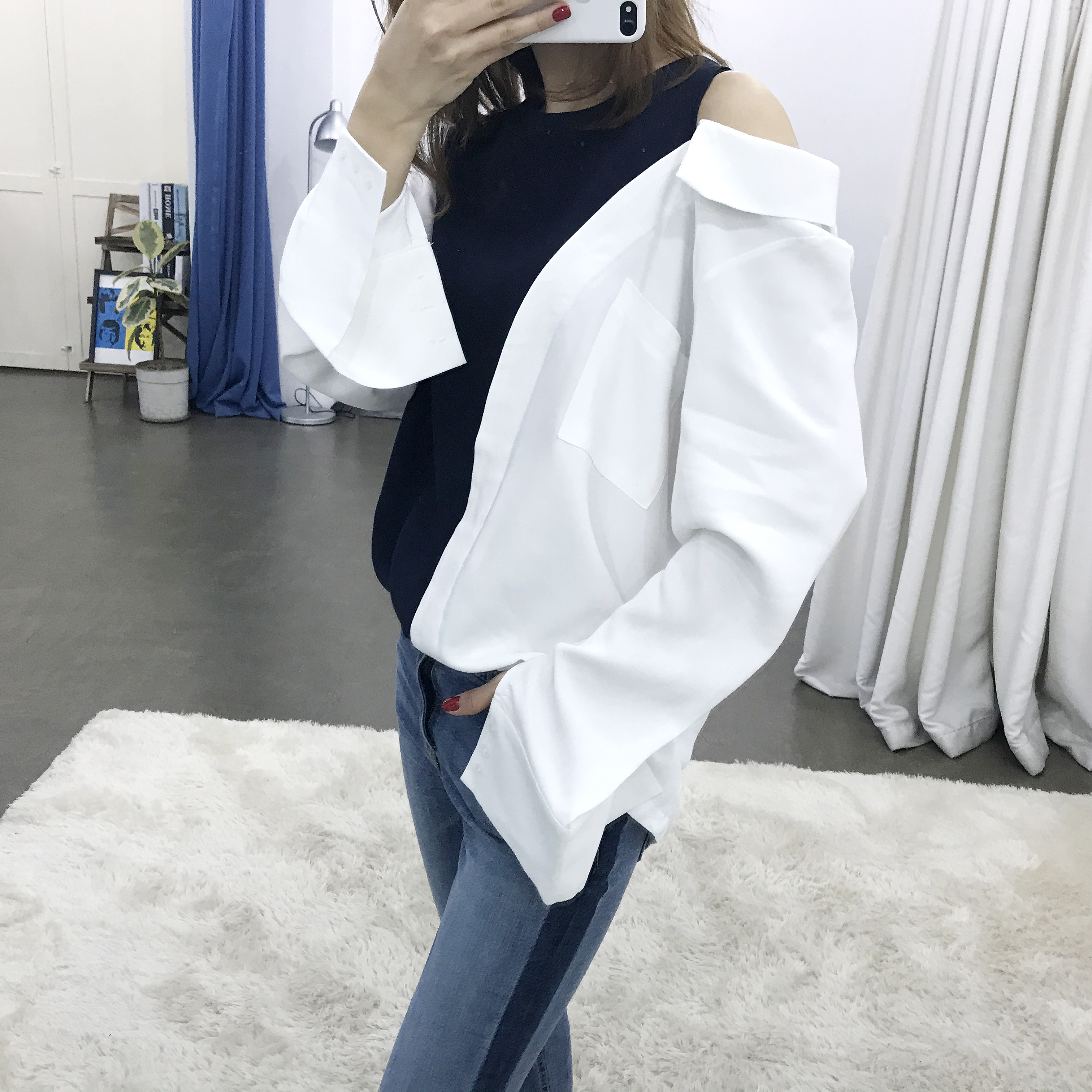 Unisex sexy blouse with 2color roulette tweezers