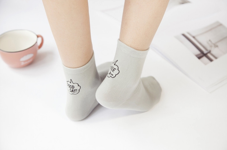 New EasyGlam Good Letter Embroidery Socks 5color F