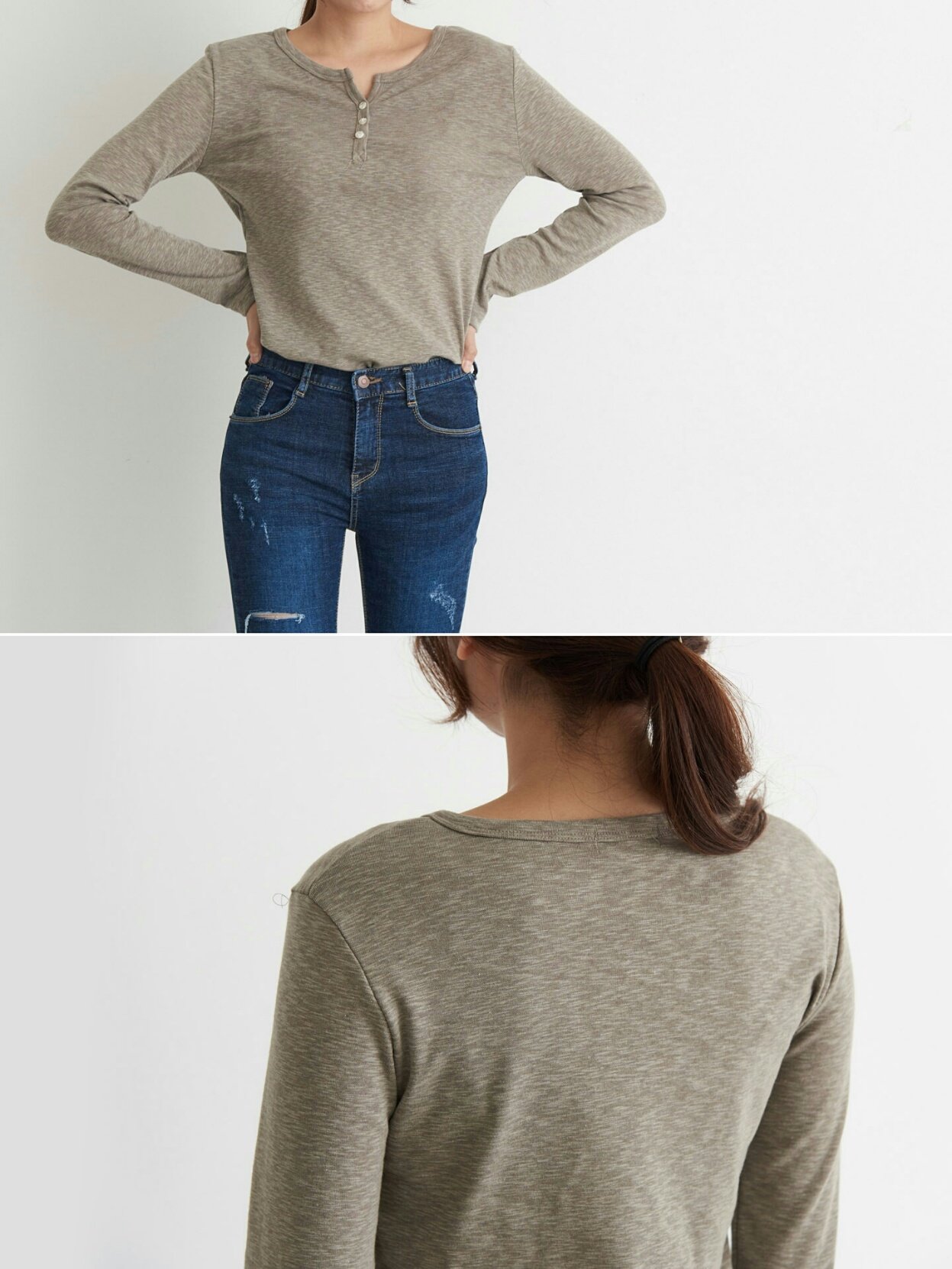 Slim Slab Women's T-shirt Fall Women Button Dai