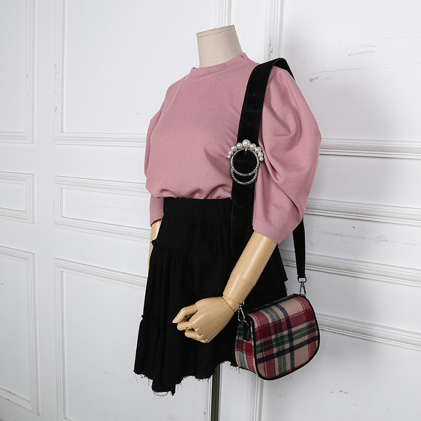 New Women Wool Check Fabric Mini Shoulder Cross Ba