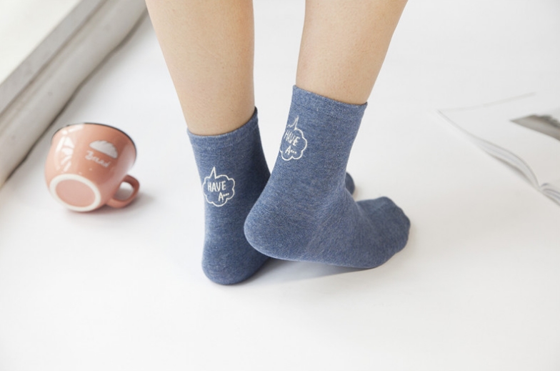 New EasyGlam Good Letter Embroidery Socks 5color F