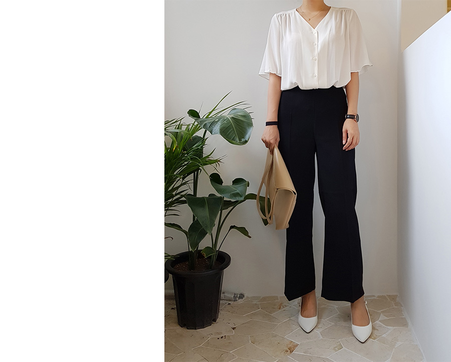 New Women's Pants High waist wide banding slack