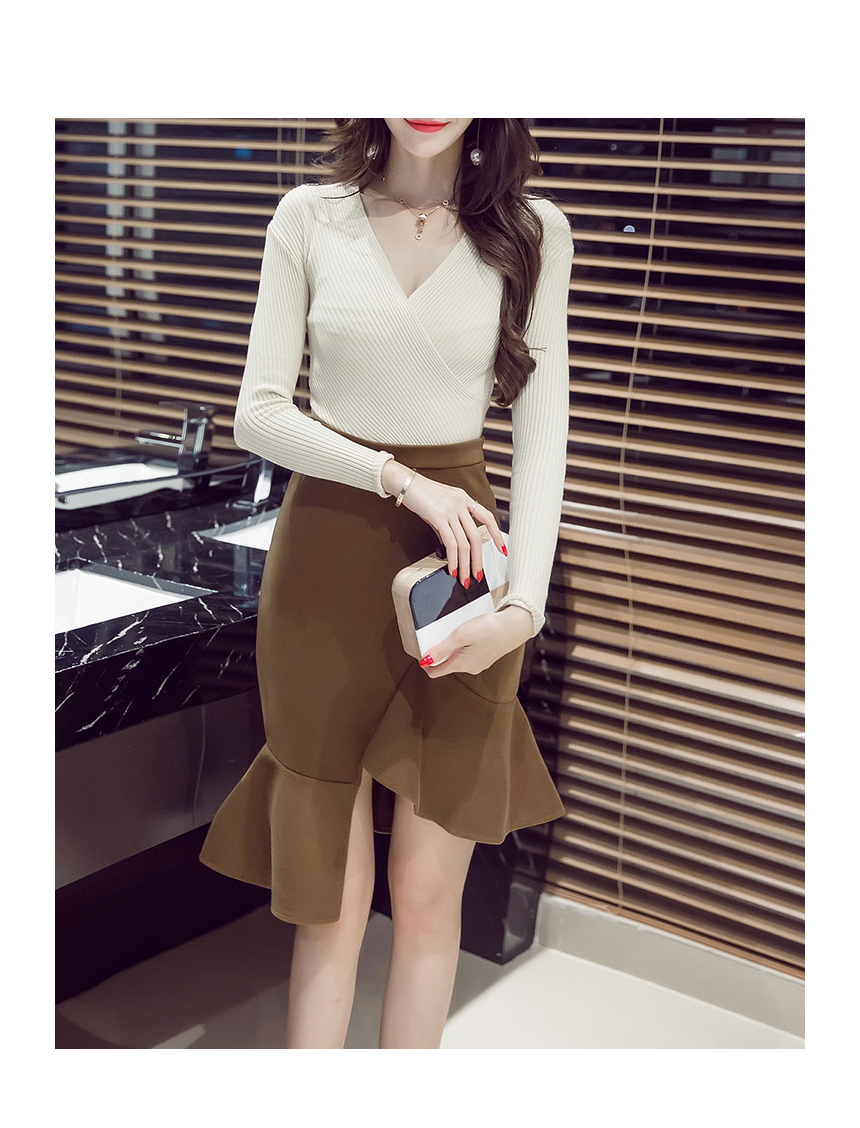 Slim Goliath V Neck Top Top Mermaid Skirt Two Piec