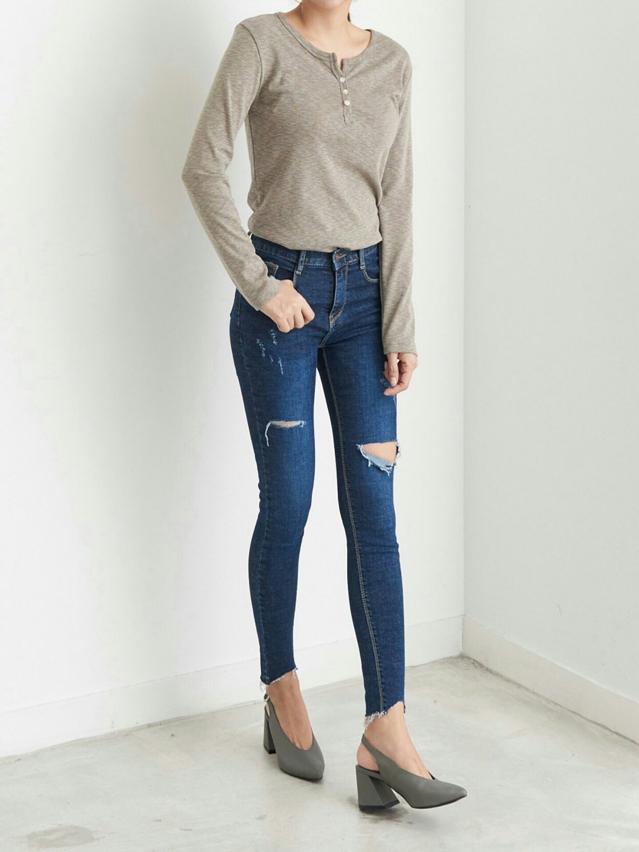 Slim Slab Women's T-shirt Fall Women Button Dai