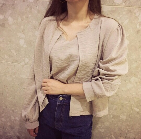 Giselle Shirring Set Blouse Cardigan Women Women A