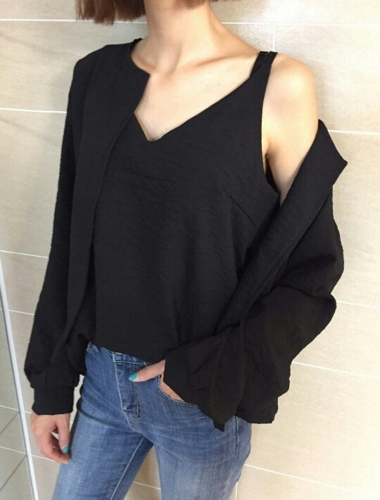 Giselle Shirring Set Blouse Cardigan Women Women A