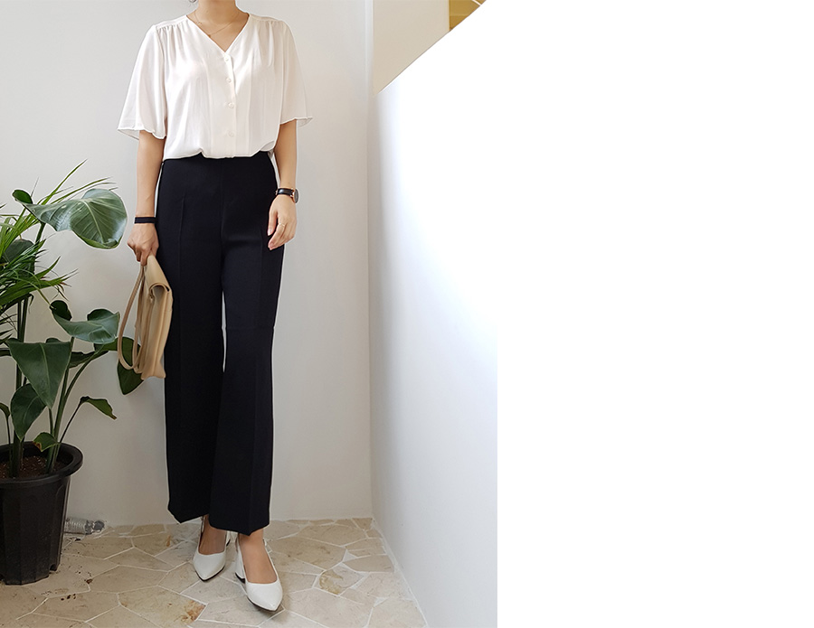 New Women's Pants High waist wide banding slack