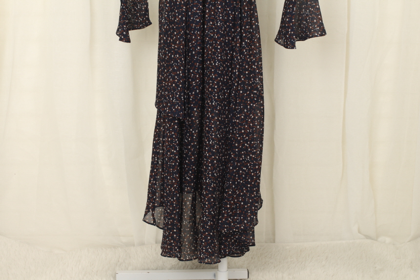 New Women Dress Flower Chiffon Autumn Long Dress R